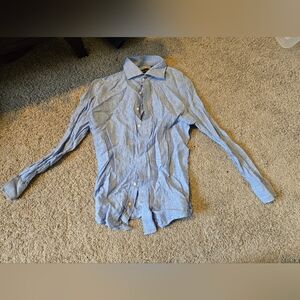 Spier Mackay 15.5-32 Prince Of Wales Check Linen Blue Button-Down Shirt for Men